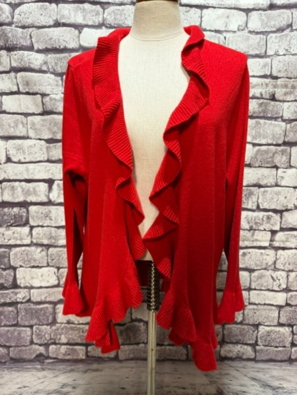 Roman's Red No Close Cardigan Sweater Size 1X